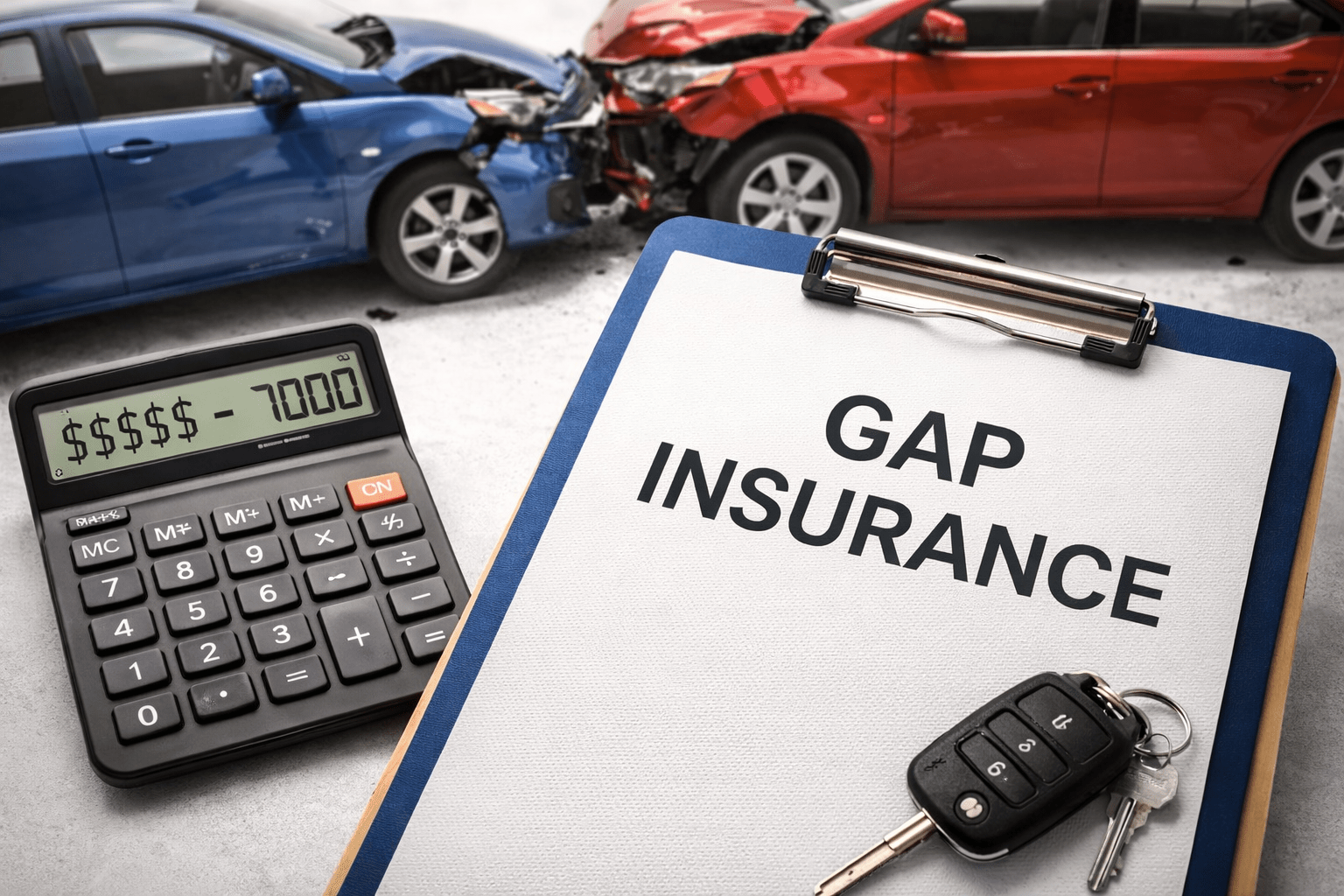 Gap insurance coverage concept with cars