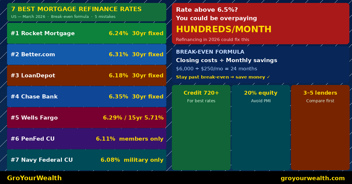 7 best mortgage refinance rates in the US for March 2026 — GroYourWealth guide