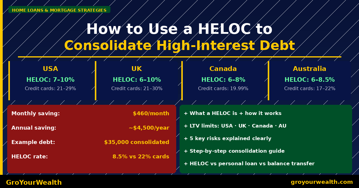 How to Use a HELOC to Consolidate High Interest Debt 2026 USA UK Canada Australia GroYourWealth