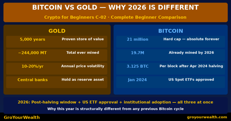 Bitcoin vs Gold Why 2026 Is Different Crypto for Beginners C-02 GroYourWealth Complete Comparison