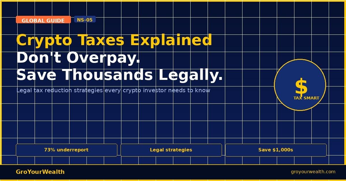 Crypto taxes explained guide — legal strategies to reduce capital gains tax on Bitcoin and cryptocurrency — GroYourWealth global guide 2026